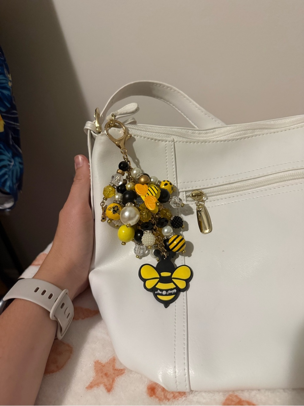 Beaded Bee Bag Charm / Keychain